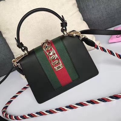 GUCCI Sylvie leather mini bag 2017 新款 NANO 黑色 20CM 47027