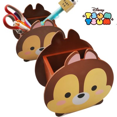 日本迪士尼Disney TSUM TSUM造型木質筆筒收納盒筆盒 置物盒 收納盒 筆筒 -松鼠奇奇款