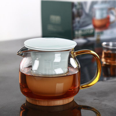 茶藝師 祥福樂透泡茶壺帶過濾水壺家用功夫茶具耐高溫花茶壺耐熱玻璃茶壺