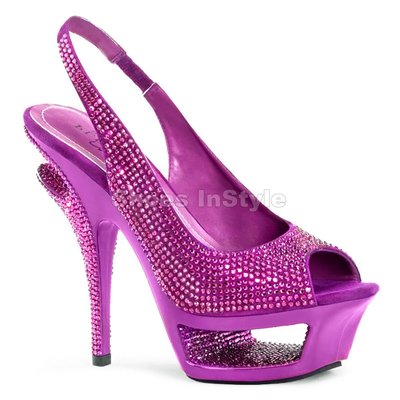 Shoes InStyle《五吋》美國品牌 DAY & NIGHT 原廠正品麂皮水鑚厚底高跟魚口鞋 出清『紫紅』