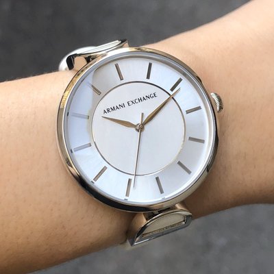 現貨 可自取 ARMANI EXCHANGE AX AX5325 亞曼尼 手錶 38mm 白面盤 白色皮錶帶 女錶