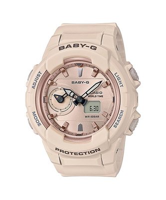 【CASIO BABY-G】BGA-230SA-4A 在錶圈內緣則以玫瑰金或粉紅金設計，為錶款增添質感