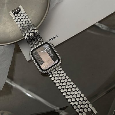 gaming微小配件-魚鱗紋錶帶 適用Apple Watch S8全系列 S7 6 Ultra SE 金屬蘋果手錶替換帶 時尚個性-gm