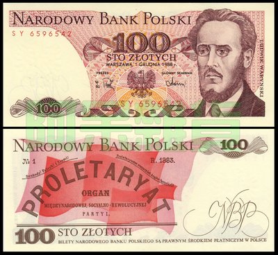 現貨實拍 輕微黃斑 波蘭 100 茲羅 1988年 歐洲 東歐 全新 無折 紙鈔 鈔票 鈔 外幣 錢幣具收藏價值商品