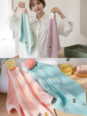 可掛式擦手巾卡通可愛超強吸水速干厚毛巾廚房抹手布衛生間搽手帕