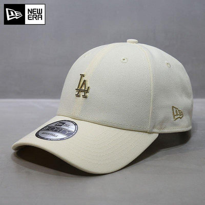 熱款直購#NewEra帽子韓國代購紐亦華MLB棒球帽LA道奇隊金屬小標米白鴨舌帽