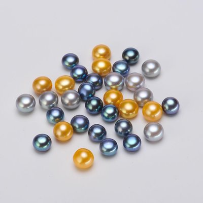 DIY珍珠顆粒 正品淡水珍珠裸珠 饅頭扁圓形珍珠 可做吊墜戒指耳釘~特價