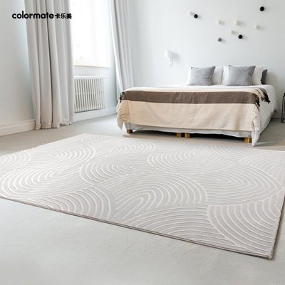特賣-卡樂美地毯客廳臥室現代簡約侘寂風茶幾毯輕奢極簡灰色線條床邊毯