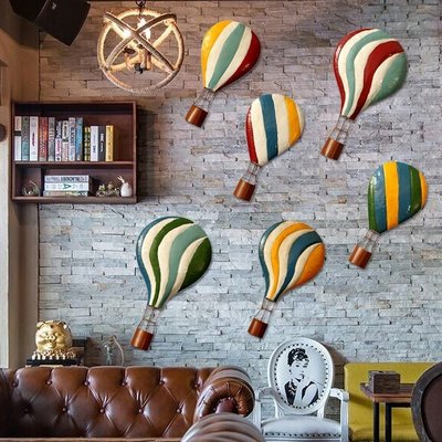 現貨特價-美式復古熱氣球模型立體壁飾壁掛創意家居咖啡館酒吧裝飾鐵藝掛飾#裝飾品#墻飾#掛件#創意
