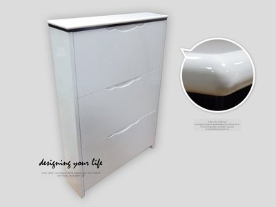 【設計私生活】史翠2.3尺白色三門掀式鞋櫃(部份地區免運費)106W