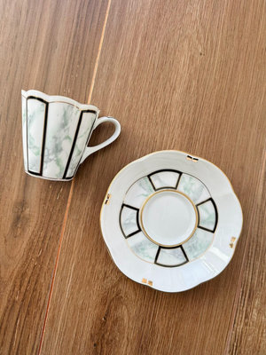 日本HOYA豪雅黑白理石紋路花口咖啡杯，專業手沖咖啡設計，胎