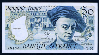 銀幣法國 1988年版 50法郎 (畫家 德 拉圖爾) 9成左右品相！有中折