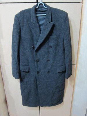 衣市藍~毛呢長大衣 (M~日本製~毛料90%~深麻灰~) (220307)
