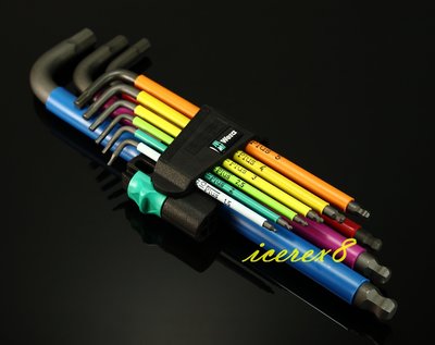【美德工具】特價Wera 950 SPKL/9 SM N Multicolour彩色版六角扳手(球頭) L-key 9件