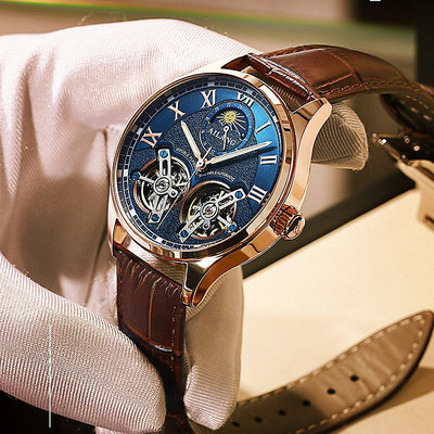 熱銷 艾浪2023男士手錶腕錶雙飛輪新款商務全自動防水瑞士機械錶10 WG047