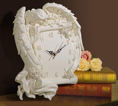 粉紅玫瑰精品屋~♥️歐式輕奢浮雕藝術丘比特裝飾掛鐘♥️