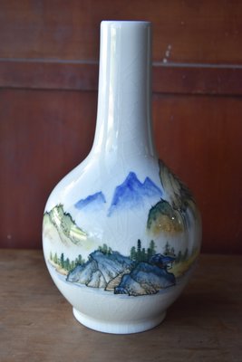 【大和舊貨】早期 中華陶瓷 山水 人物 房子 花瓶