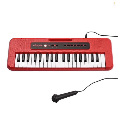 BIGFUN 37 鍵兒童電子鋼琴, 帶迷你麥克風預設 10 個演示, 支持錄音耳機 / Aux in 插孔便-淘米家居配件