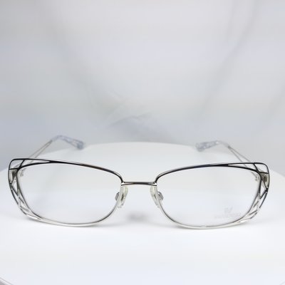 『逢甲眼鏡』Swarovski施華洛世奇 鏡架 全新正品 絕美灰大理石紋鏡腳 金屬銀造型方框【SW5005 016】