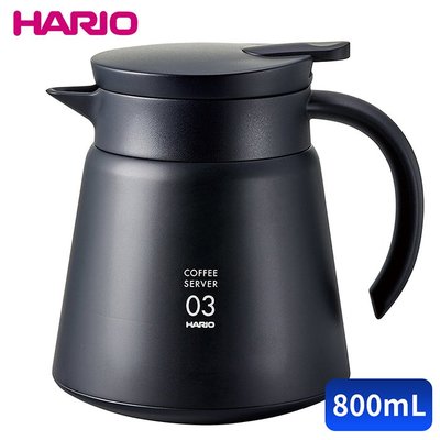 【HARIO】不銹鋼真空保溫咖啡壺800ml-黑 (VHS-80B)