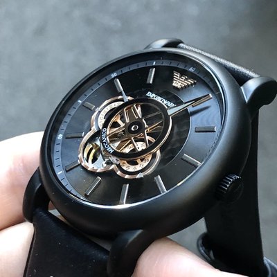現貨可自取EMPORIO ARMANI AR60012 手錶42mm 亞曼尼機械錶黑面盤黑色皮