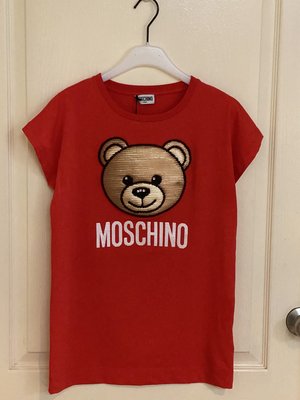 全新 Moschino 亮片&amp;串珠 teddy bear  T-shirt 14A 現貨