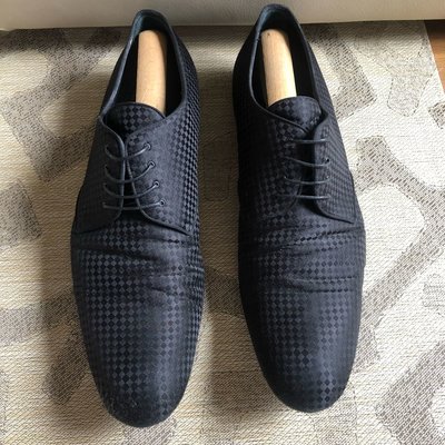 [品味人生2]保證正品 LOUIS VUITTON LV 黑色 經典格 正式 皮鞋 size UK 12 euro 46