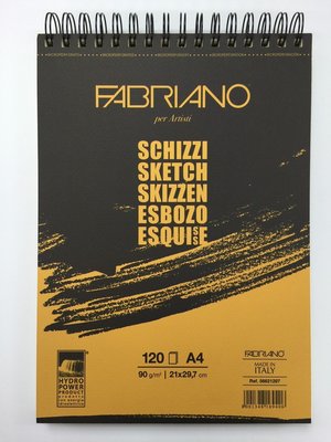 藝城美術►義大利Fabriano法比亞諾 圈裝 Sketch 可撕黃皮素描本(A4+120張+90g)