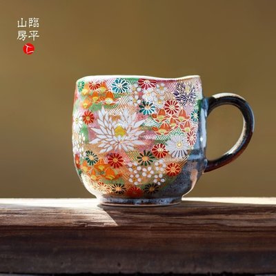 促銷 日本進口九谷燒手工金花詰馬克杯貓咪咖啡杯茶杯結婚生日禮物杯子可開發票
