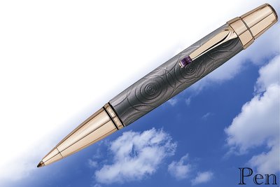 【Pen筆】德國製 Mont Blanc萬寶龍 波西米亞 玫瑰紋/紫寶石原子筆 103797