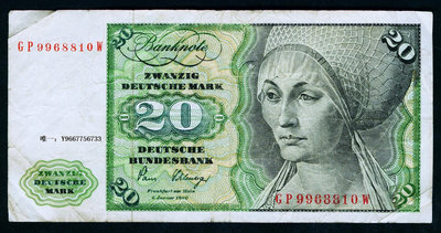 銀幣德國 1980年版 20馬克 (畫家丟勒作品 圖爾肖像)  7成以上品相！