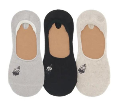 日本 MOOMIN 嚕嚕米 無縫 亞麻混合素色 刺繡 隱形襪 襪子