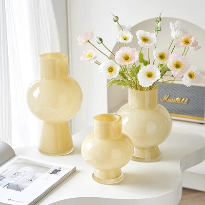 玻璃花瓶 中式復古玲瓏小花瓶玻璃水培高級感古典裝飾奶油ins風高22 NM053
