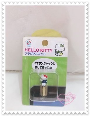 ♥小公主日本精品♥ Hello Kitty 蝴蝶結 學生服 立體造型 坐姿防塵塞 耳機塞 3.5MM 21001109
