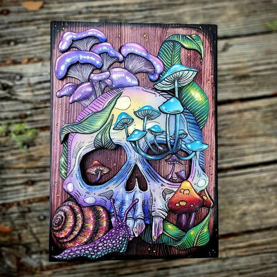 跨境 Skull and Nature Hidden Key Box紫色骷髏盒鑰匙箱首飾木盒