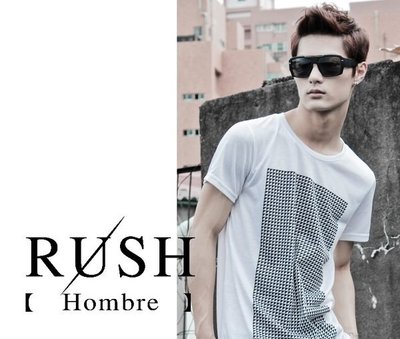 RUSH Hombre (韓國空運)正韓貨 幾何方塊圖案長版短袖T恤-白 (原價980)