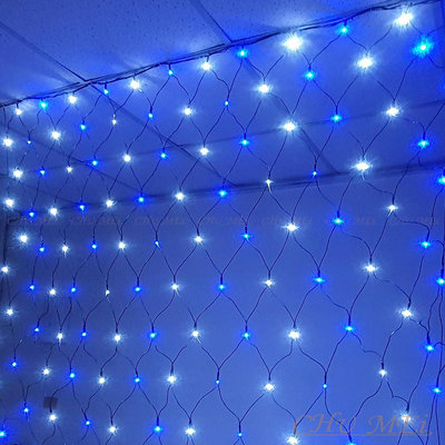 220V-藍白色LED三線網燈 6X4尺120燈 - led網燈 led聖誕燈 聖誕樹佈置 網燈 燈網 聖誕燈 燈串