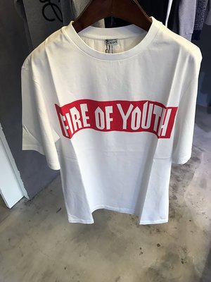現貨【LOEWE】2017秋冬 FIRE OF YOUTH 文字 白色 短T恤 *60%OFF*