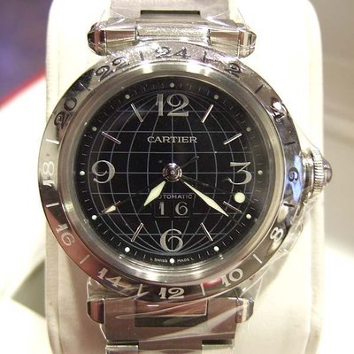 WATCHBAR/CARTIER  Pasha C G.M.T 卡地亞  35mm 腕錶/未使用新品