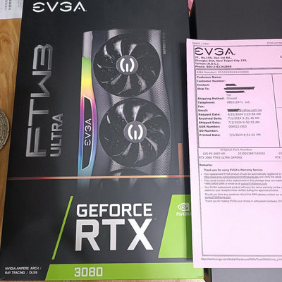 原廠RMA新品未拆顯示卡EVGA RTX3080 FTW3 ULTRA GAMING 10G-P5-3897-KR