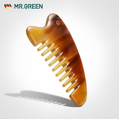 德國MR.GREEN天然白水牛角梳子正品刮痧板按摩頭部防經絡梳靜電