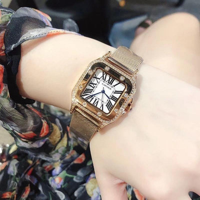 直購#卡的亞手錶 山度士系列 時尚手鏈方形女士手錶 簡約女錶 手錶女神腕錶 尺寸：29mm