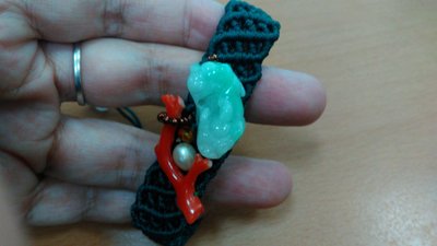 緬甸玉A貨貔貅阿卡紅珊瑚枝珍珠琥珀手排手串手鍊~小王子手作~帶陽綠