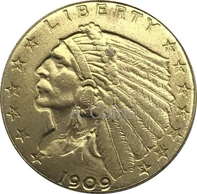 老董先生美國2 1/2美元印度頭季鷹2009金幣二個半美元黃銅金屬復制硬幣