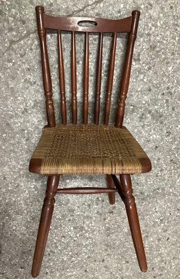 【 金王記拍寶網 】(學4) 早期50~60年代 早期木製藤椅一件 正老品 光陰的故事 普普風 罕件稀少