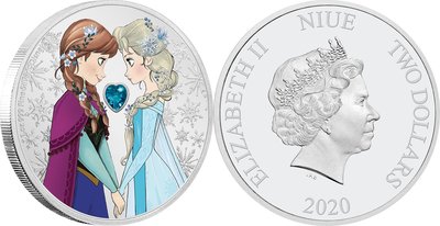 紐西蘭 紀念幣 2020 迪士尼-冰雪奇緣-永遠的姊妹 紀念銀幣 原廠原盒