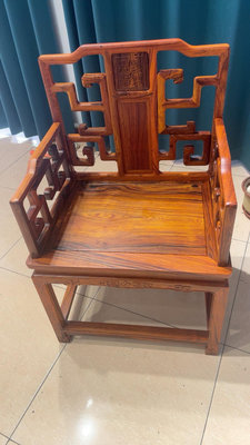 【二手】紅酸枝巴拿馬微凹風光和雅太師椅單把，這款巴拿馬太師椅一共做了12978【李掌櫃】古玩 收藏 古董