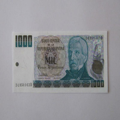 阿根廷1000比索1...433 錢幣 紙幣 紀念鈔【奇摩收藏】