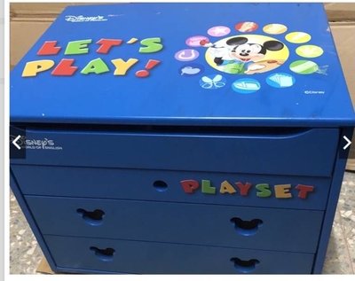 lets play 木盒迪士尼木盒抽屜寰宇letsplay木盒藍色原木抽屜米奇抽屜櫃迪士尼米奇木櫃抽屜盒