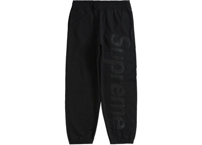 Supreme FW23 Satin Applique Sweatpant Black 黑色棉褲 現貨在台 M號